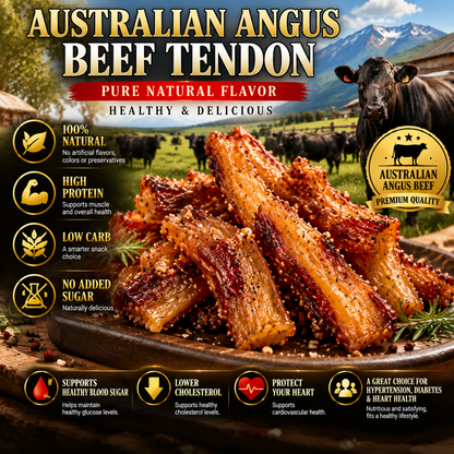 100% Australian Grass-Fed Angus Beef Tendon | Rich Savory Flavor, Thick & Chewy Texture | Protein-Rich Snack | Naturally Delicious-HJY