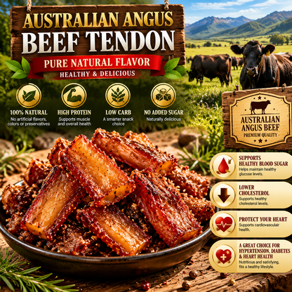 100% Australian Grass-Fed Angus Beef Tendon | Rich Savory Flavor, Thick & Chewy Texture | Protein-Rich Snack | Naturally Delicious-HJY