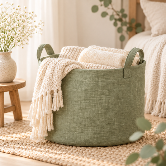 Sage Green Fabric Storage Basket